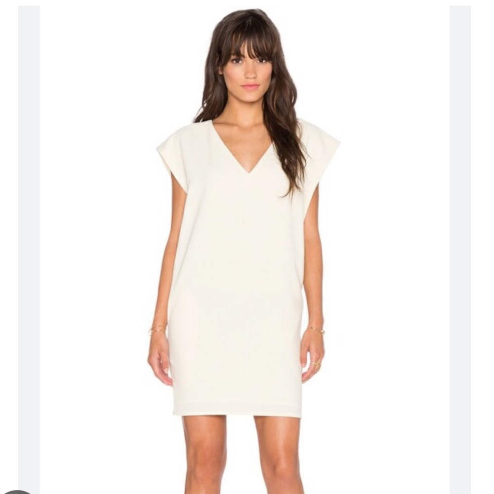 H10 Blaque Label V Neck Pocket Cream Dress